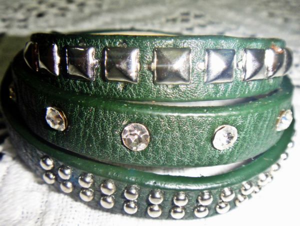 Pulseira de couro verde